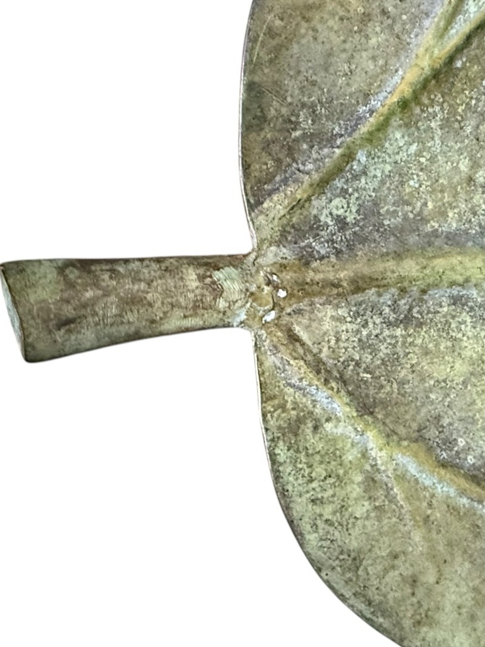 Vintage Distressed Green Metal Leaf Tray Large 25" Centerpiece MCM rustic chic - Picture 7 of 7